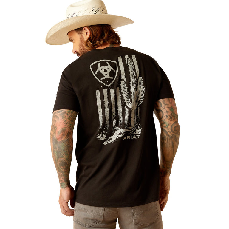 Ariat Black Cactus Flag Short Sleeve Men's Graphic Tee Shirt 10051387