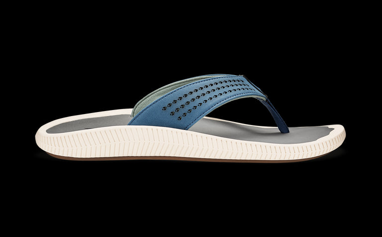 Olukai Slate Blue/Charcoal Ulele Men's Water-Ready Beach Sandals 10435-7S26