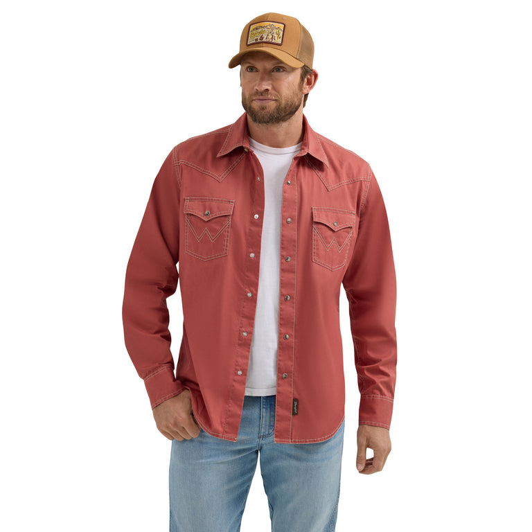 Wrangler Sunset Retro Premium Men's Collared Retro Premium Western Snap Solid Shirt 112365614