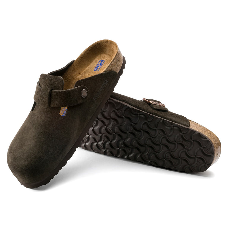 Birkenstock Mocha Suede Leather Boston Soft Footbed Clog Shoes in Men's Sizes 660461-R
