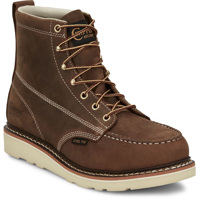 Chippewa Brown 6 inch Edge Walker Men's Leather Steel Toe Workboots ED5321