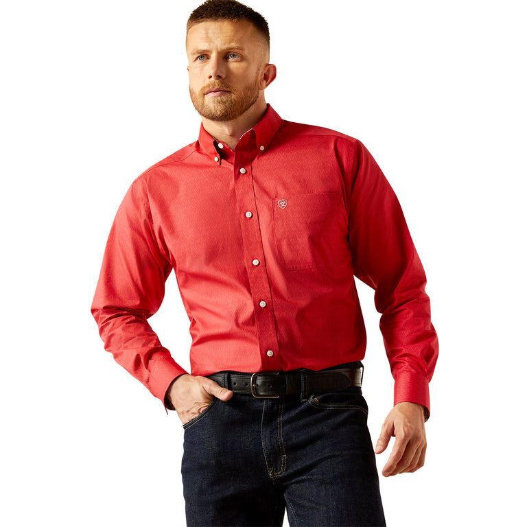 Ariat Red Dangelo Wrinkle Free Men's Collared Classic Fit Longsleeve Shirt 10058951