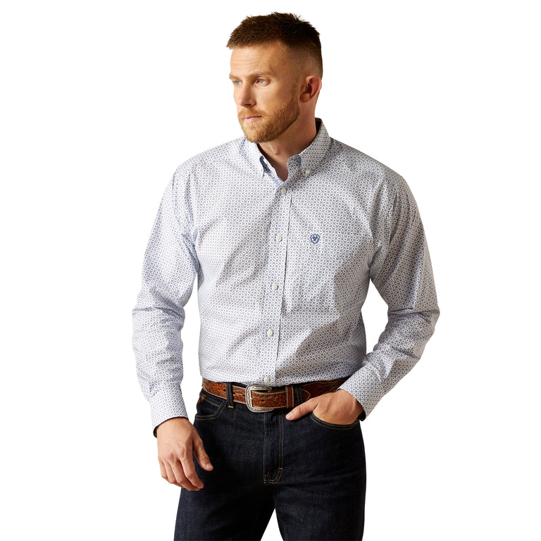 Ariat Blue Wrinkle Free Danny Men's Collared Longsleeve Button Front Shirt 10058952