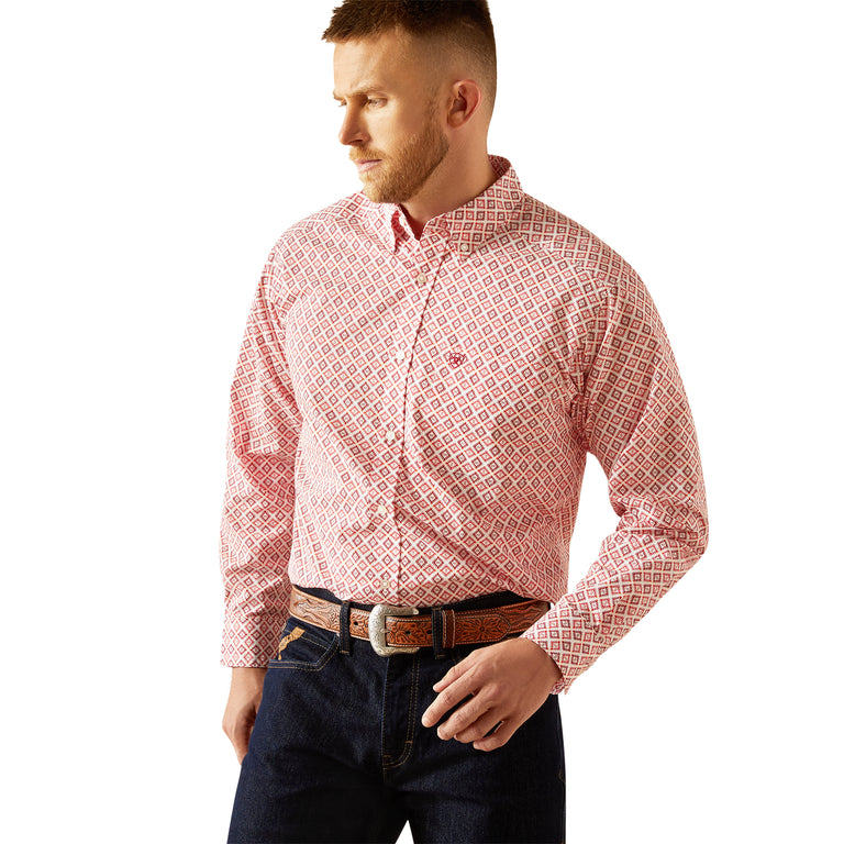 Ariat Orange Print Saylor Men's Collared Classic Fit Longsleeve Button Front Shirt 10058966