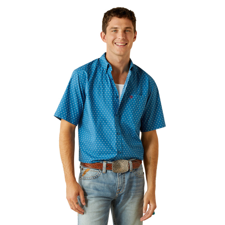 Ariat Dark Teal Scott Men's Classic Fit Collared Short Sleeve Button Front Shirt 10059017