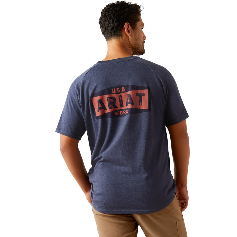 Ariat Navy Heather Rebar Cotton Strong Men's Badge T-Shirt 10054513